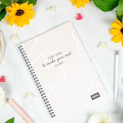 Bullet Journal / Dotted Notebook with spiral binding - Take time to make your soul happy