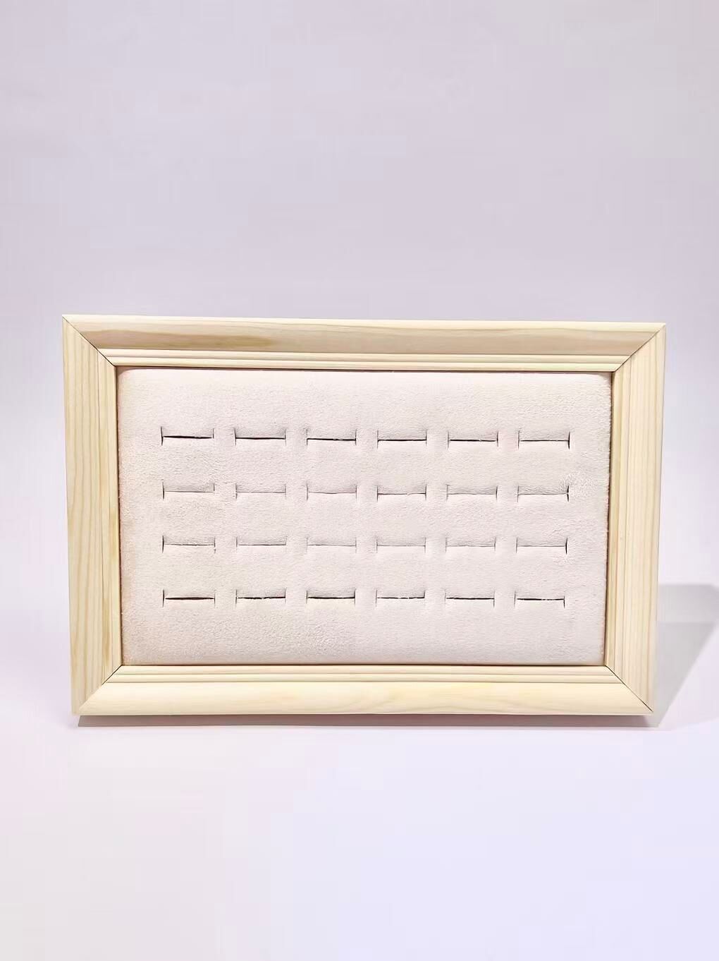 Natural wood display for 24 rings with back support