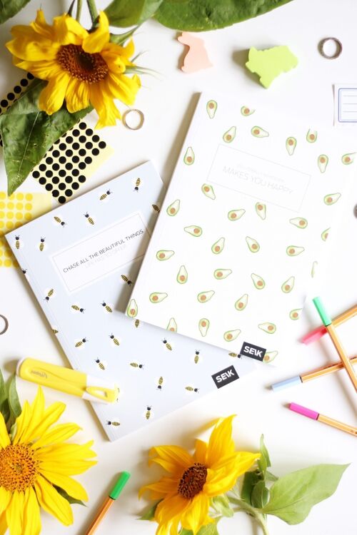 Bullet Journal / Dotted Notebook Bees & Avocados (2pcs)