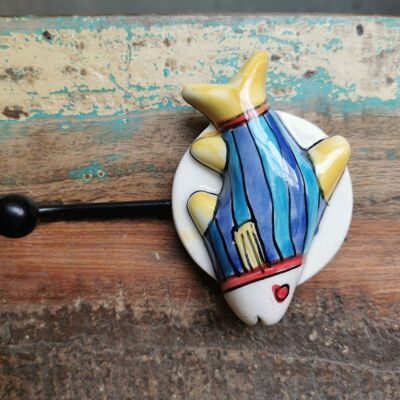 Coat hook fish ceramic