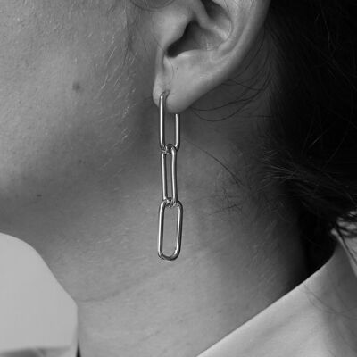 BOUCLES D’OREILLES acier doré anneau ovale