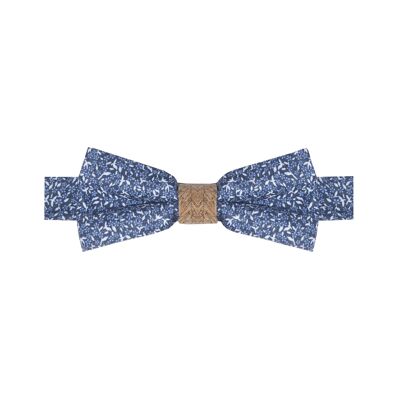 HYPÉRION II COTTON AND CORK BUTTERFLY KNOT WITH PATTERN - BLUE AND WHITE