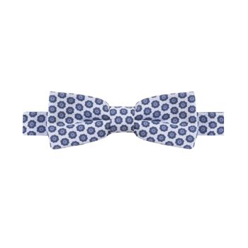 Nestor noeud papillon coton à micro-motif géométrique – bleu nuage et bleu marine