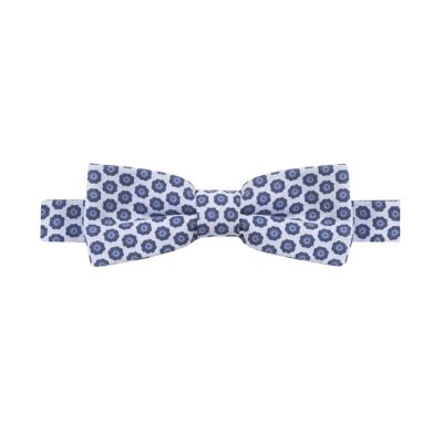 Nestor noeud papillon coton à micro-motif géométrique – bleu nuage et bleu marine