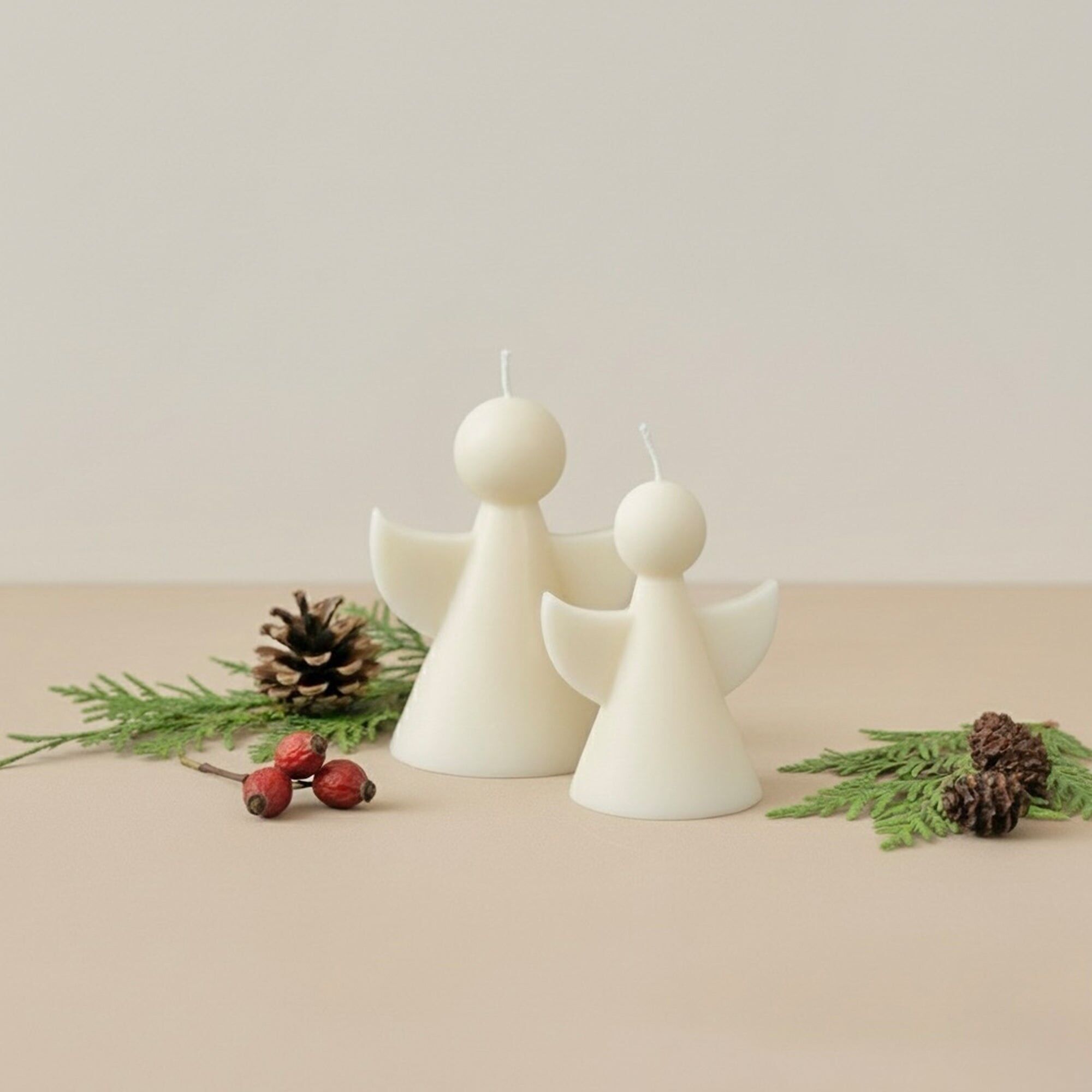 Candela Angelo di Natale Bianco - Decorazione Fata Natalizia - Candele Natalizie