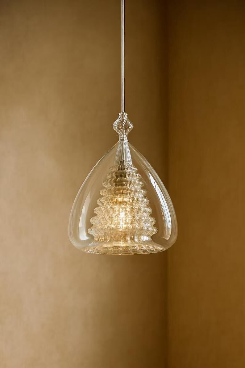 Double Glass layer pendant light with Brass details
