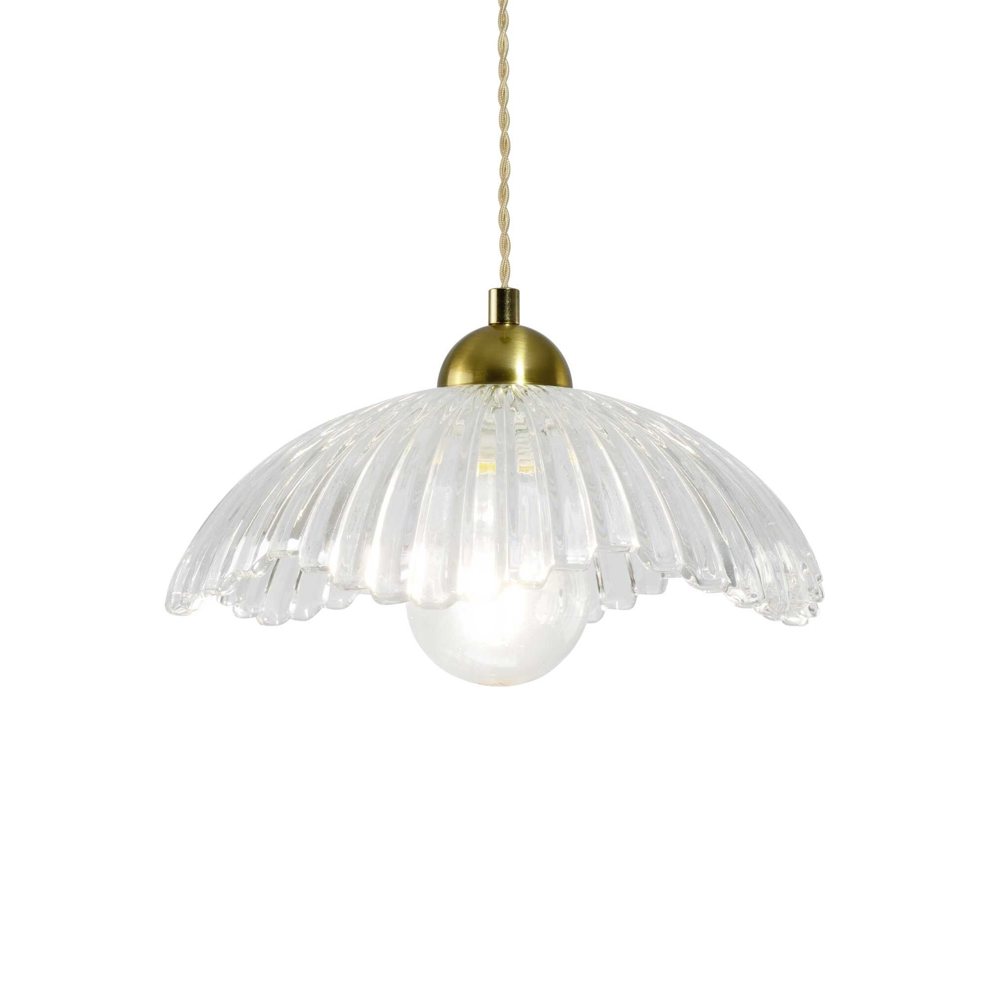 Adley Retro Style Clear Ribbed Glass Pendant Light