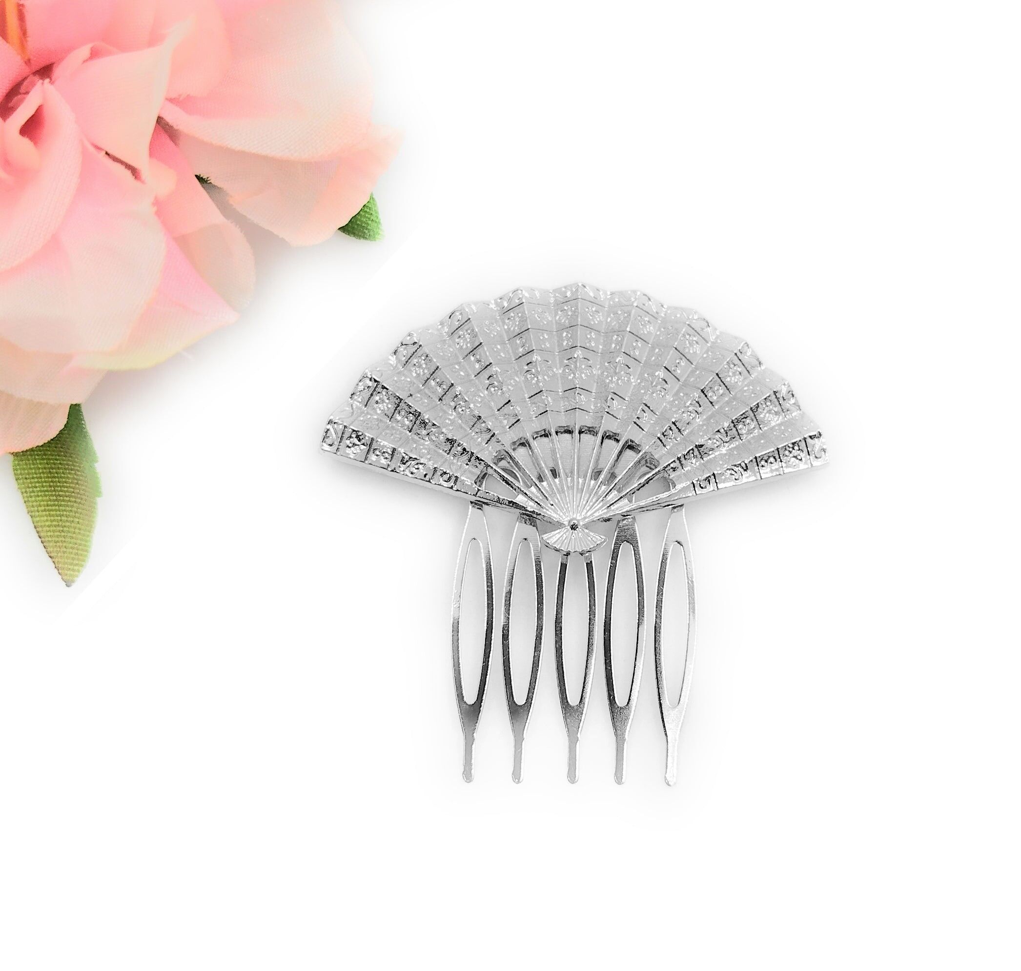 Pettine Flamenco Argento · Ventaglio Argento Lucido (Taglia M)