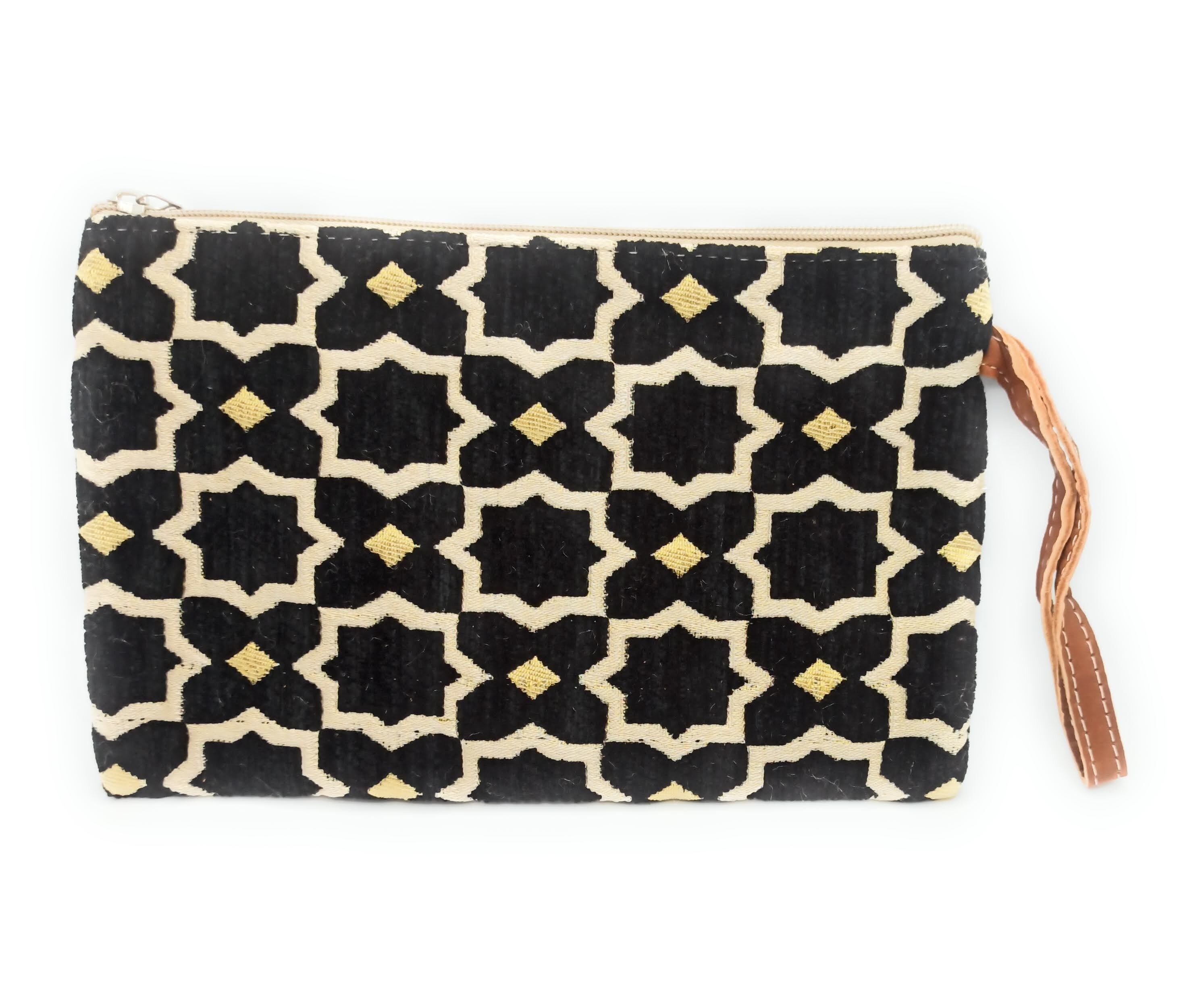 Borsa a mano e beauty case con stampa andalusa – Colorata e allegra · Nero