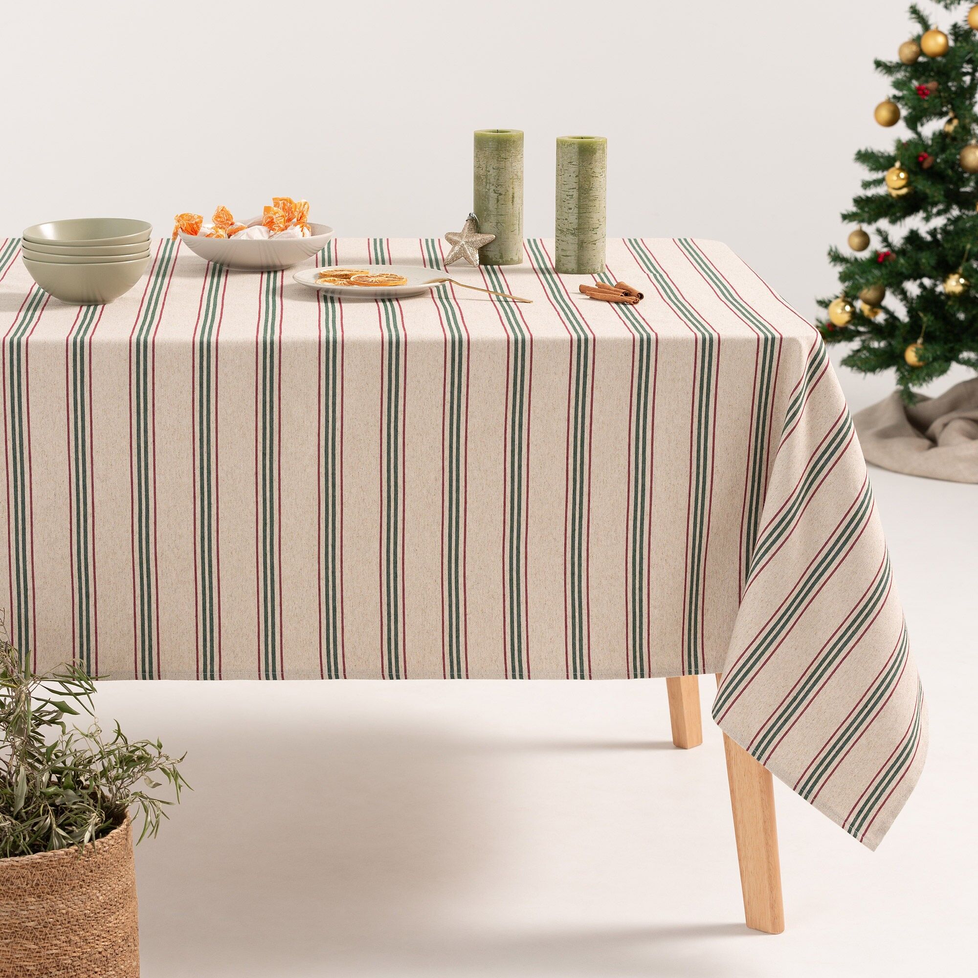 Christmas tablecloth linen cotton soft with Bardy print