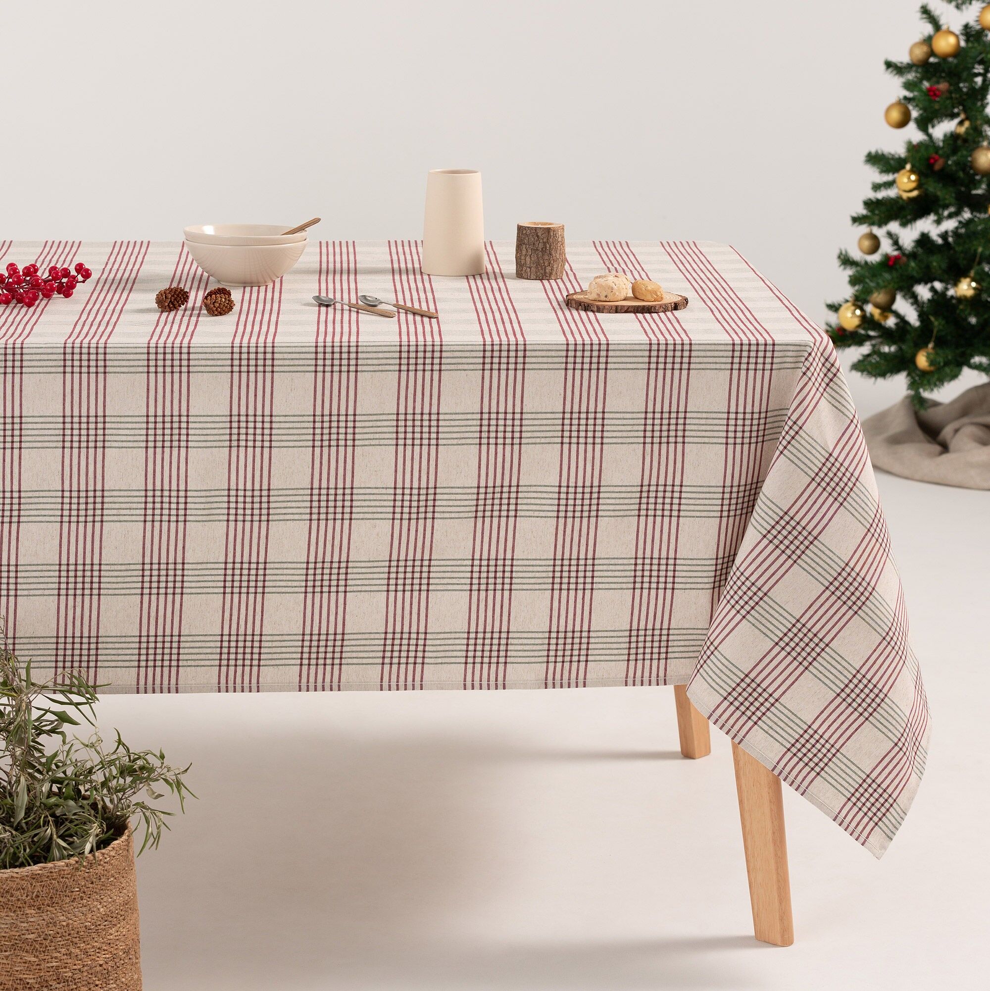 Mantel navidad lino algodón suave con estampado Garnet