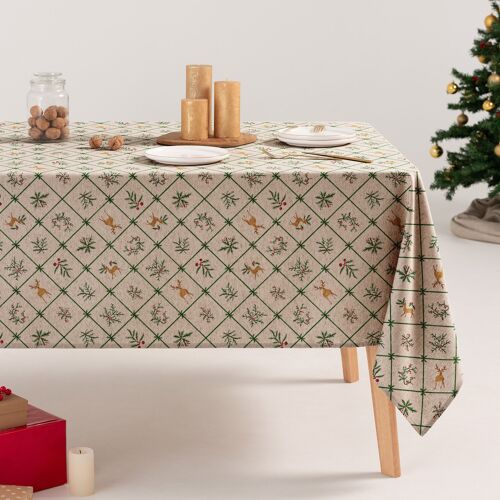 Mantel navidad lino algodón suave con estampado Norli