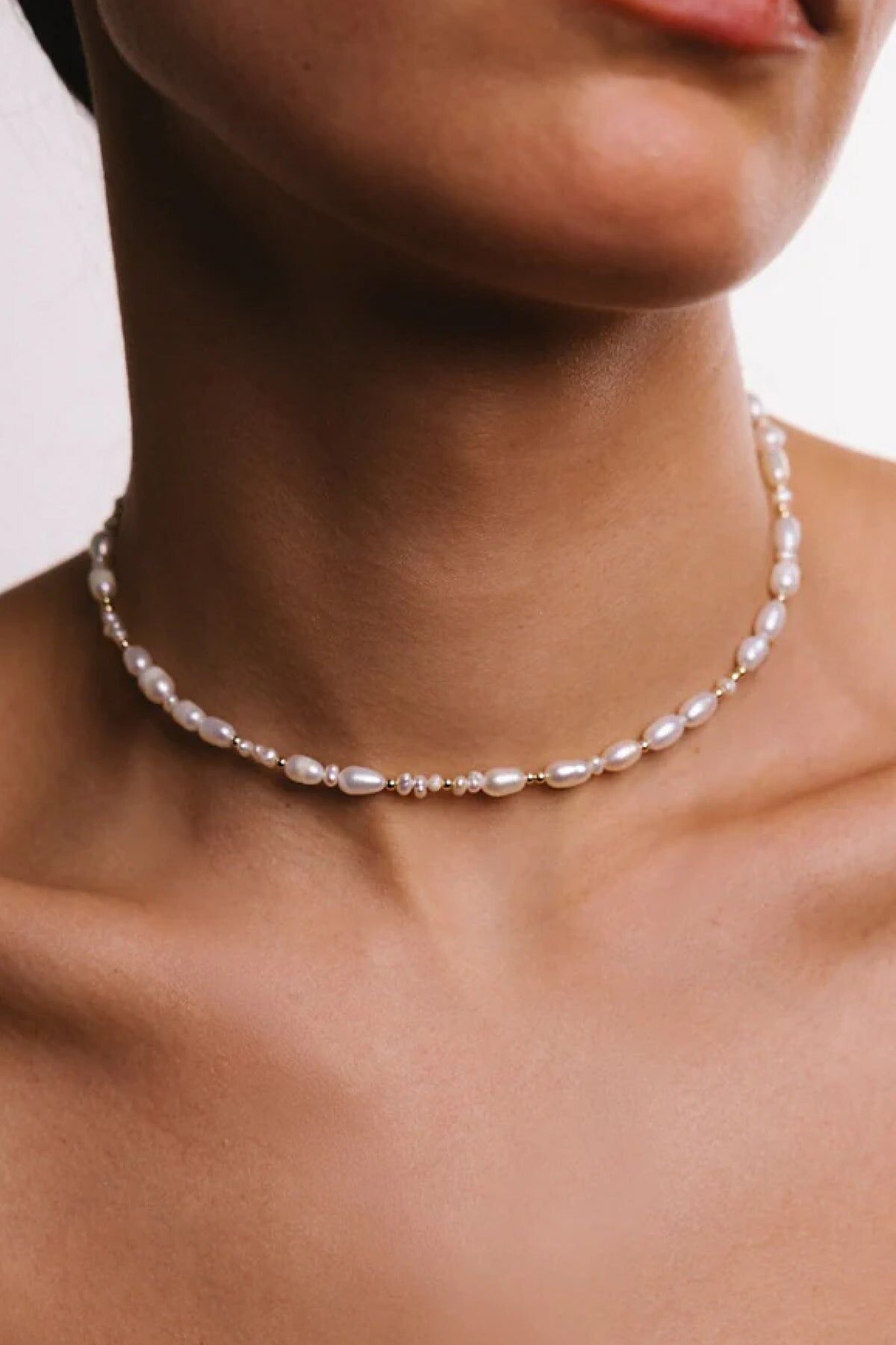 Rice Grain Necklace - Cultured Pearls