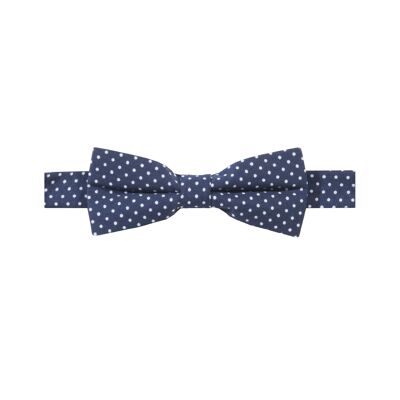 Atlas noeud papillon coton à motif pois – bleu marine et blanc