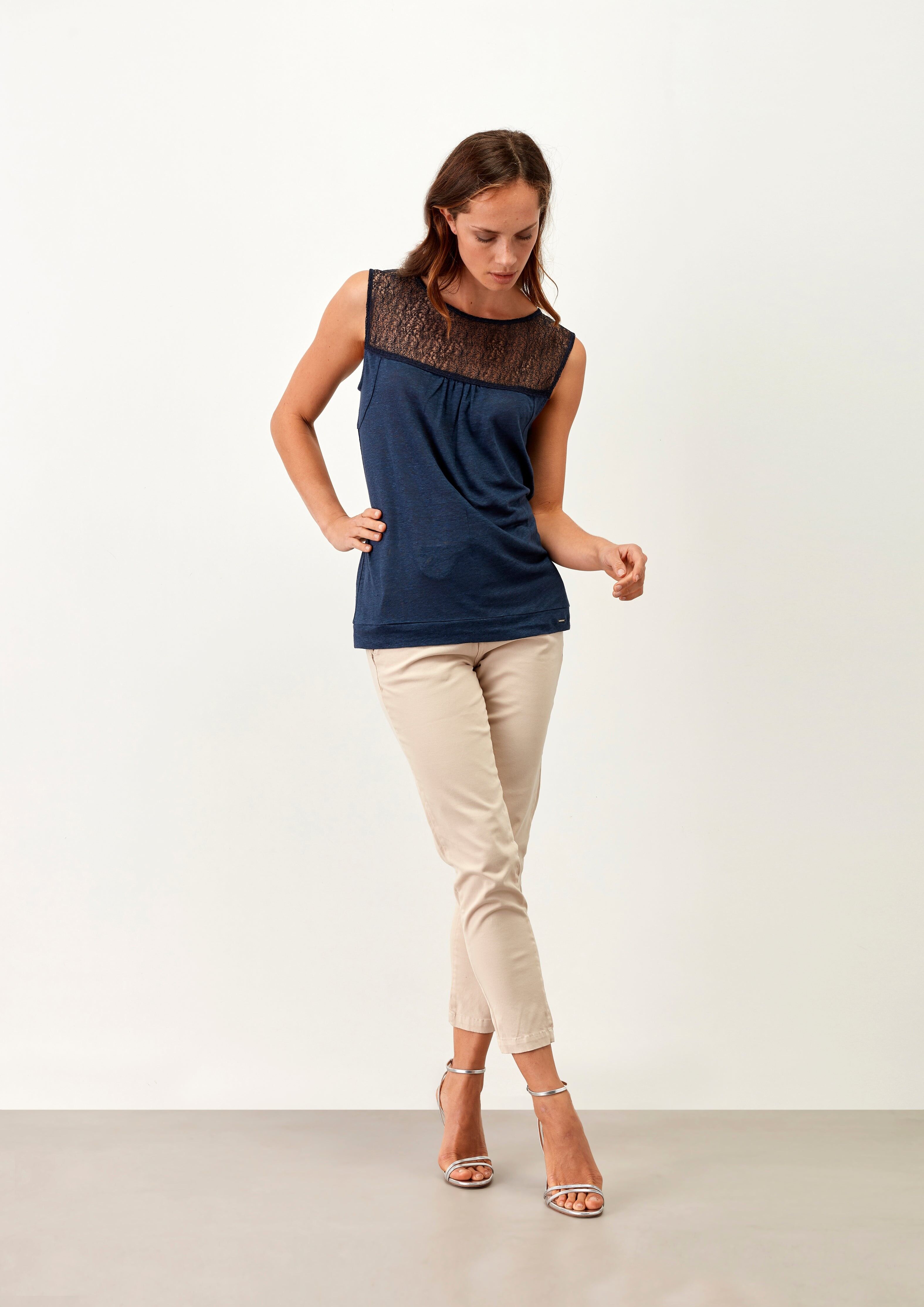 Maglietta Linho Renda Peito