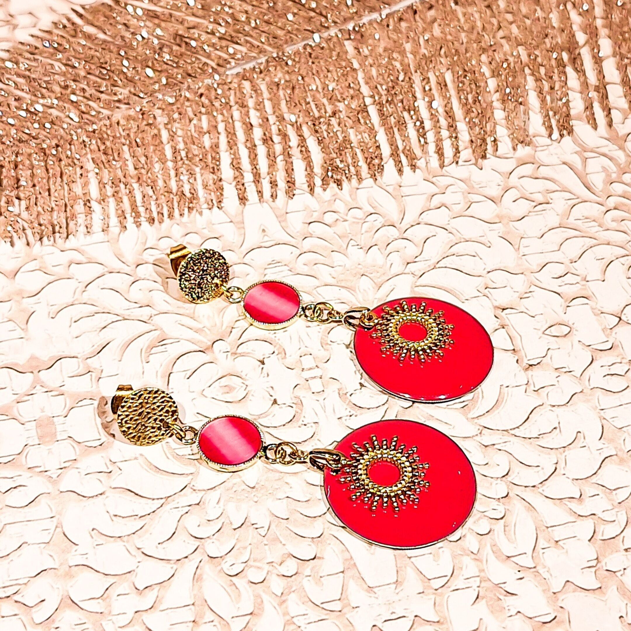 Oktober rosa Edelstahl Harz Ohrringe für Frauen Sonne Pailletten handgefertigt Muttertag Mama Geschenk Lehrer Geschenk