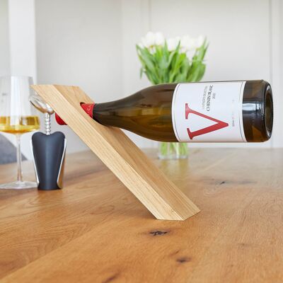 Wooden wine holder | Levitating wine bottle - oak