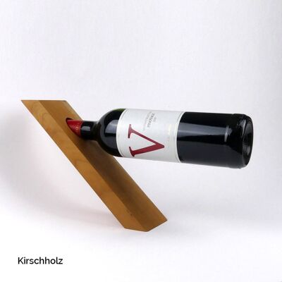 Wooden wine holder | Levitating wine bottle - cherry