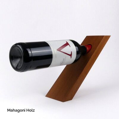 Wooden wine holder | Levitating wine bottle - mahogany