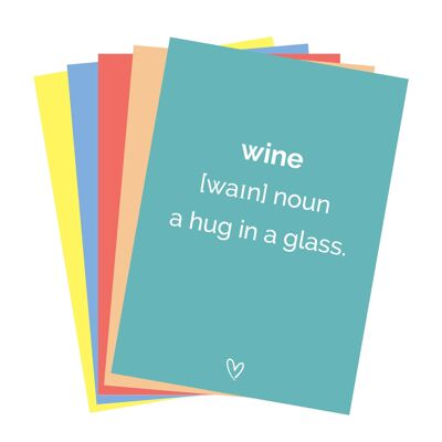 Cartoline con frasi sul vino - set di 5