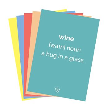 Cartes postales avec dictons sur le vin - lot de 5 1