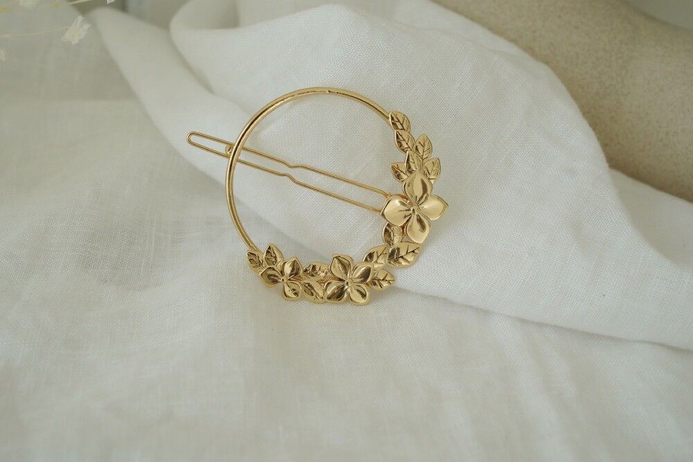 Barretta con corona di fiori dorati Alessia