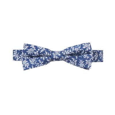AMBROSIOS BOW TIE COTTON WITH FLOWER PATTERN - BLUE AND WHITE