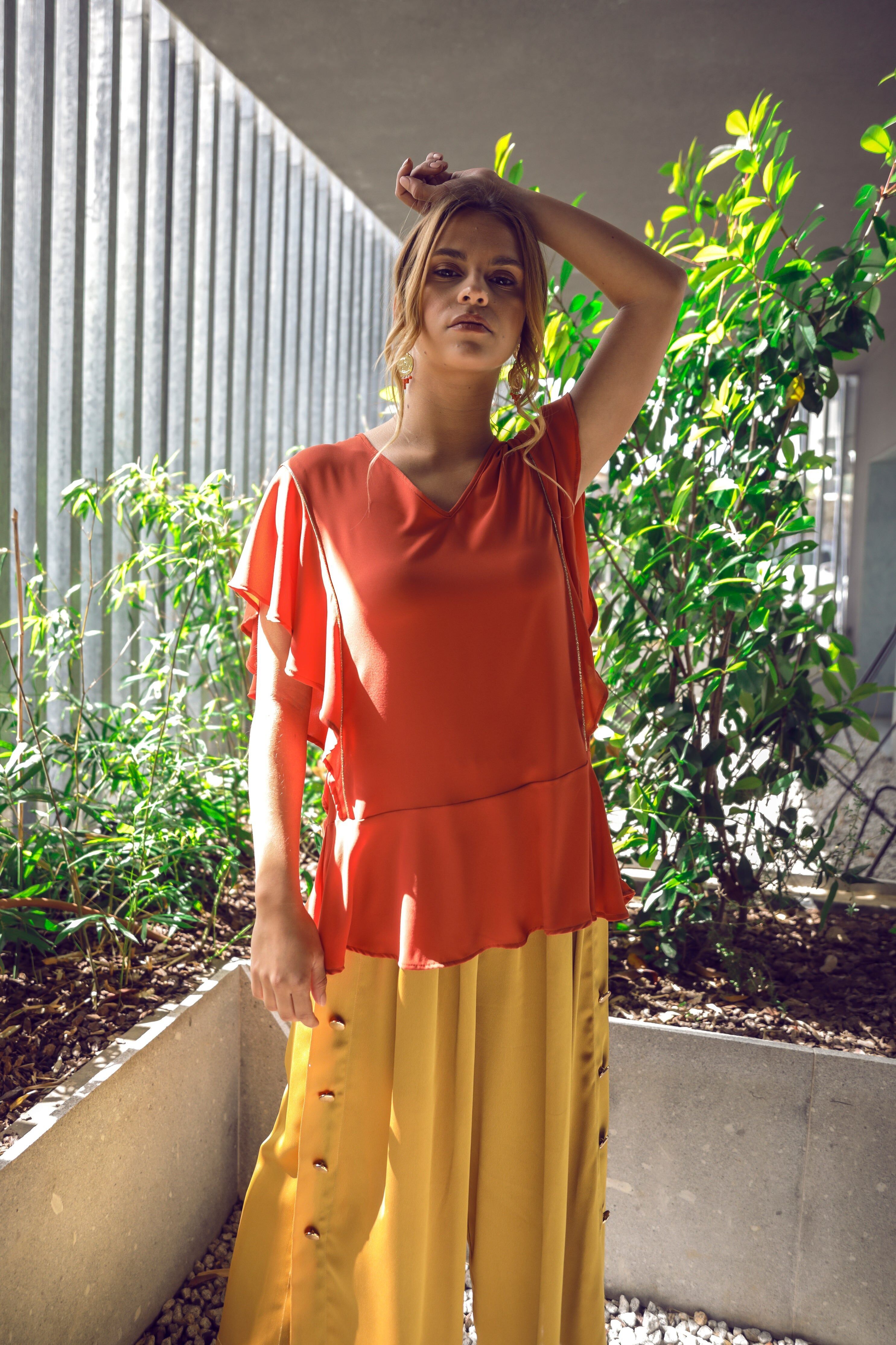 Calças Midi Botões