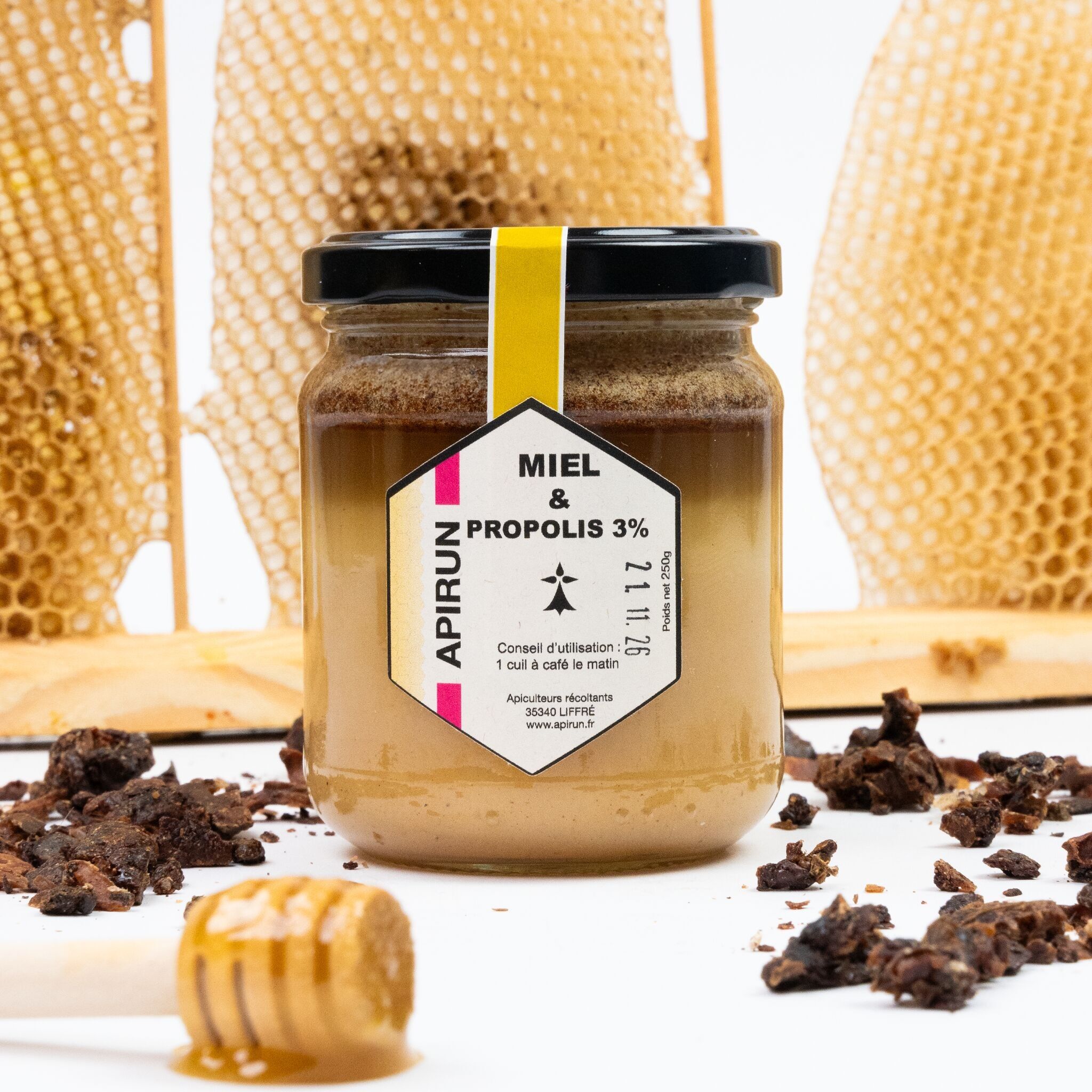 Miel et propolis - lot de 10 pots de 250g