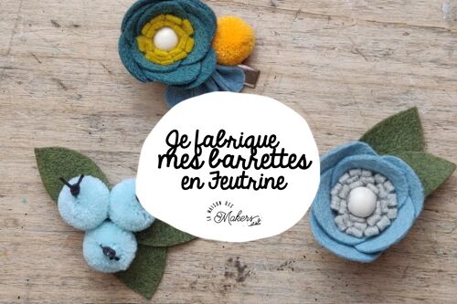 Kit DIY - Fabrication de Barettes en Feutrine - Coloris Bleu