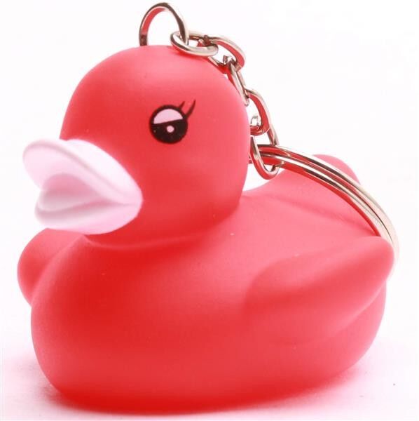 Portachiavi a forma di paperella di gomma rossa - paperella di gomma