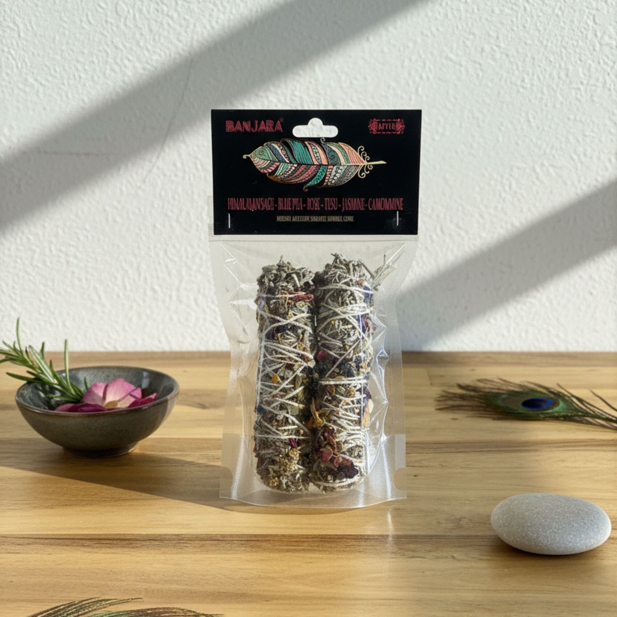 2x Banjara-Salbei-Bündel – Himalaya-Salbei, Blaue Erbse, Rose, Tesu, Jasmin, Kamille