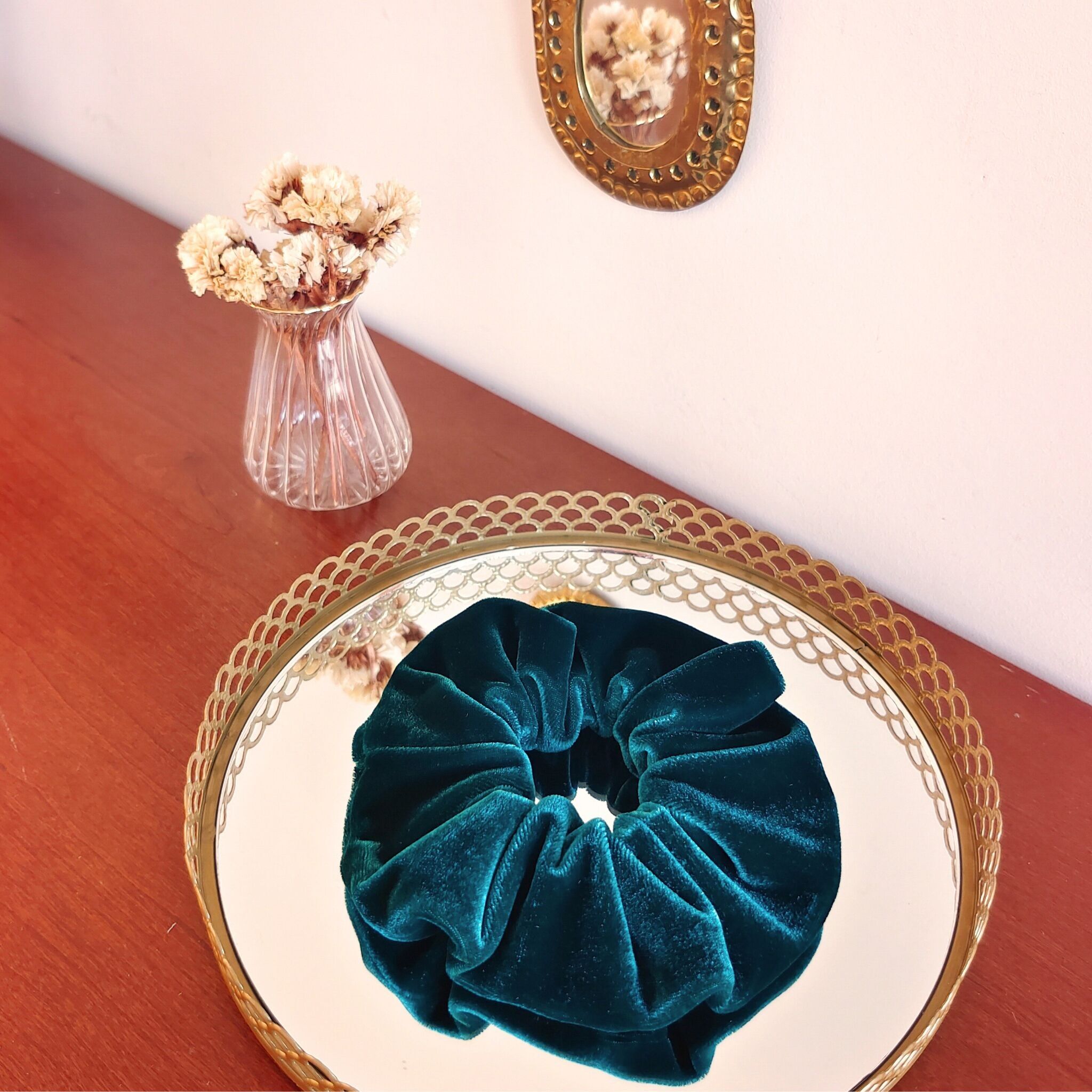 APATIT Scrunchie / glatte Samt blau grün Ente