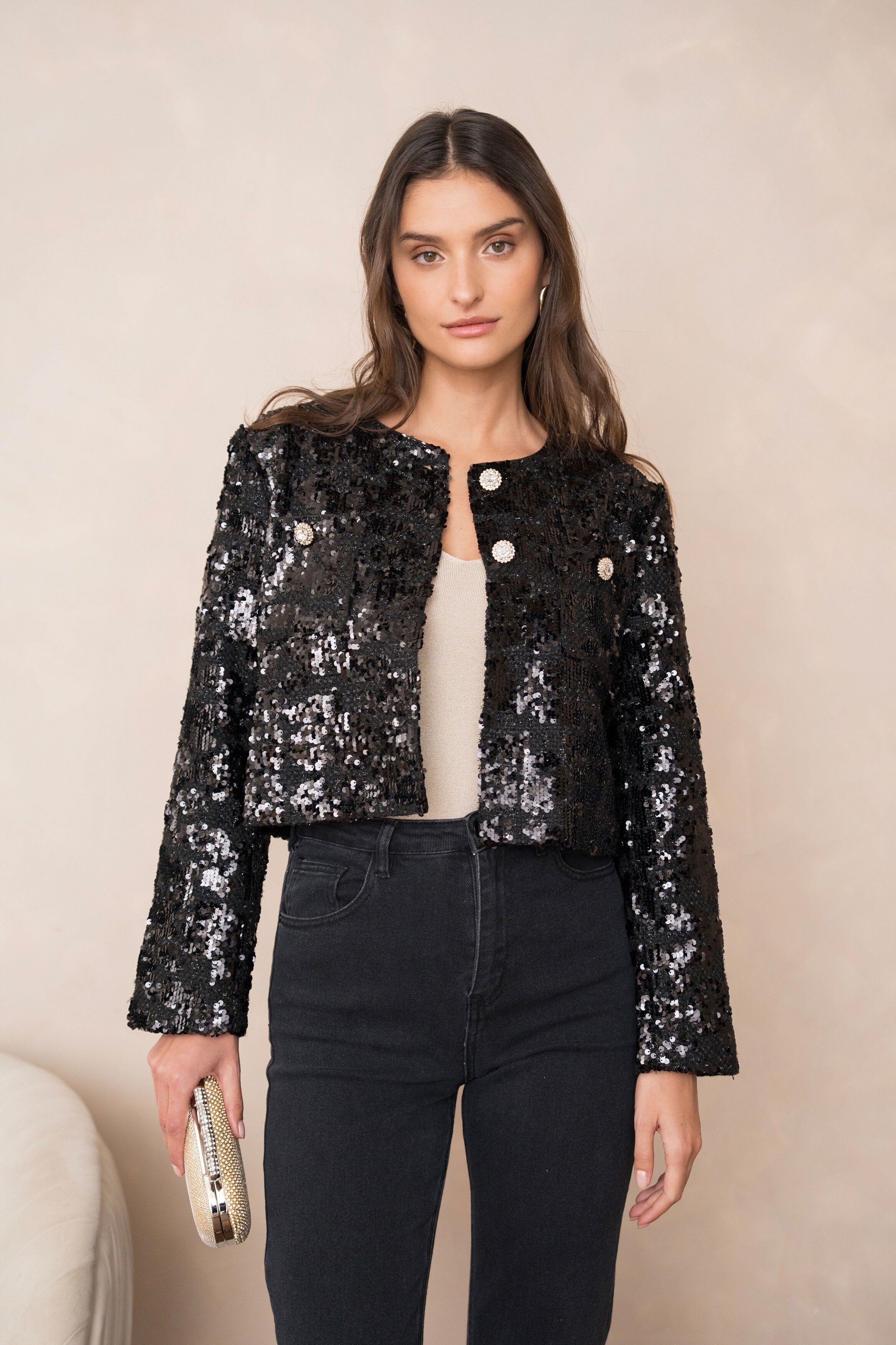Veste ornée de paillettes sequins - CK08345