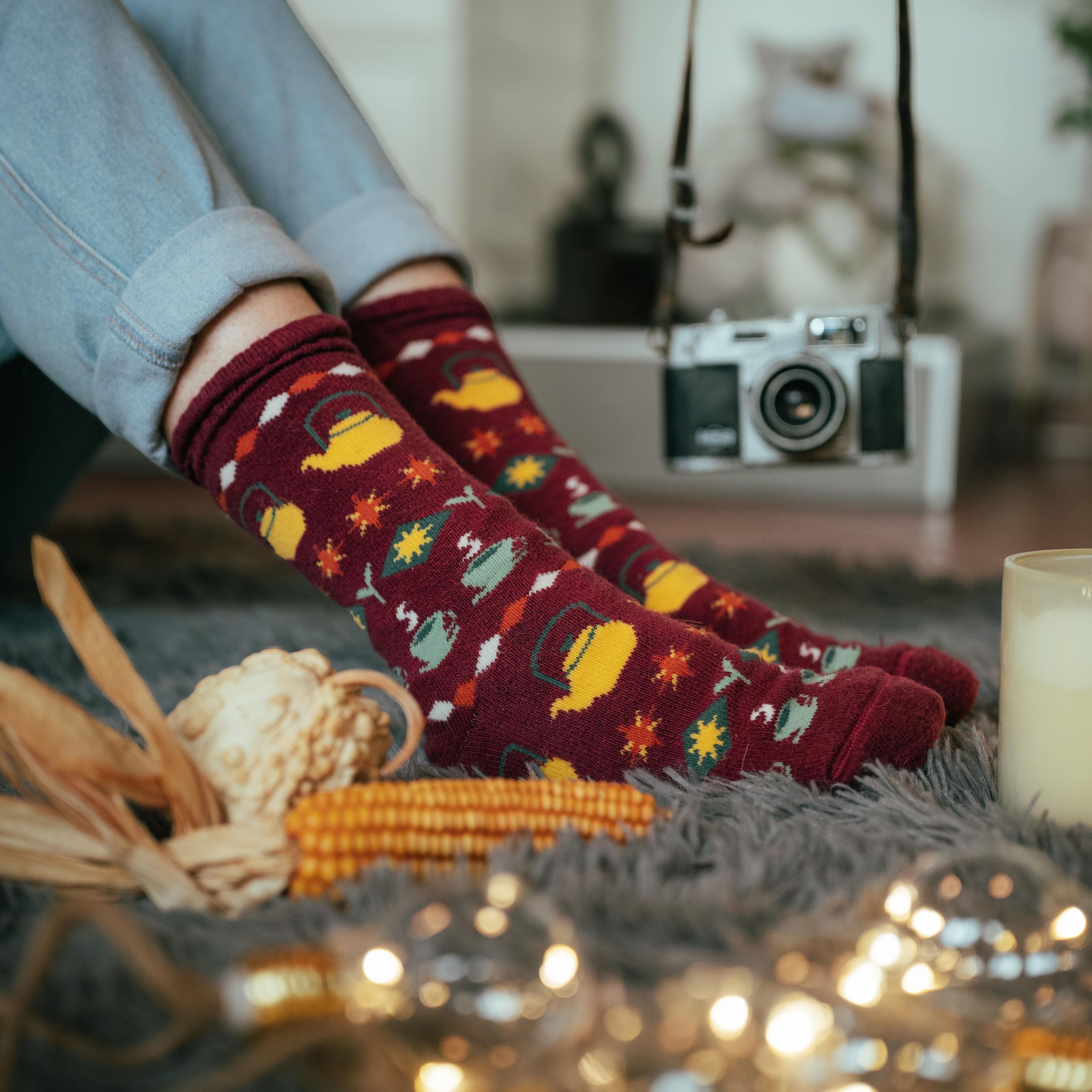 Chaussettes Thé | Zapatillas calientes | Chaussettes Naturaleza | Chaussettes Acogedoras