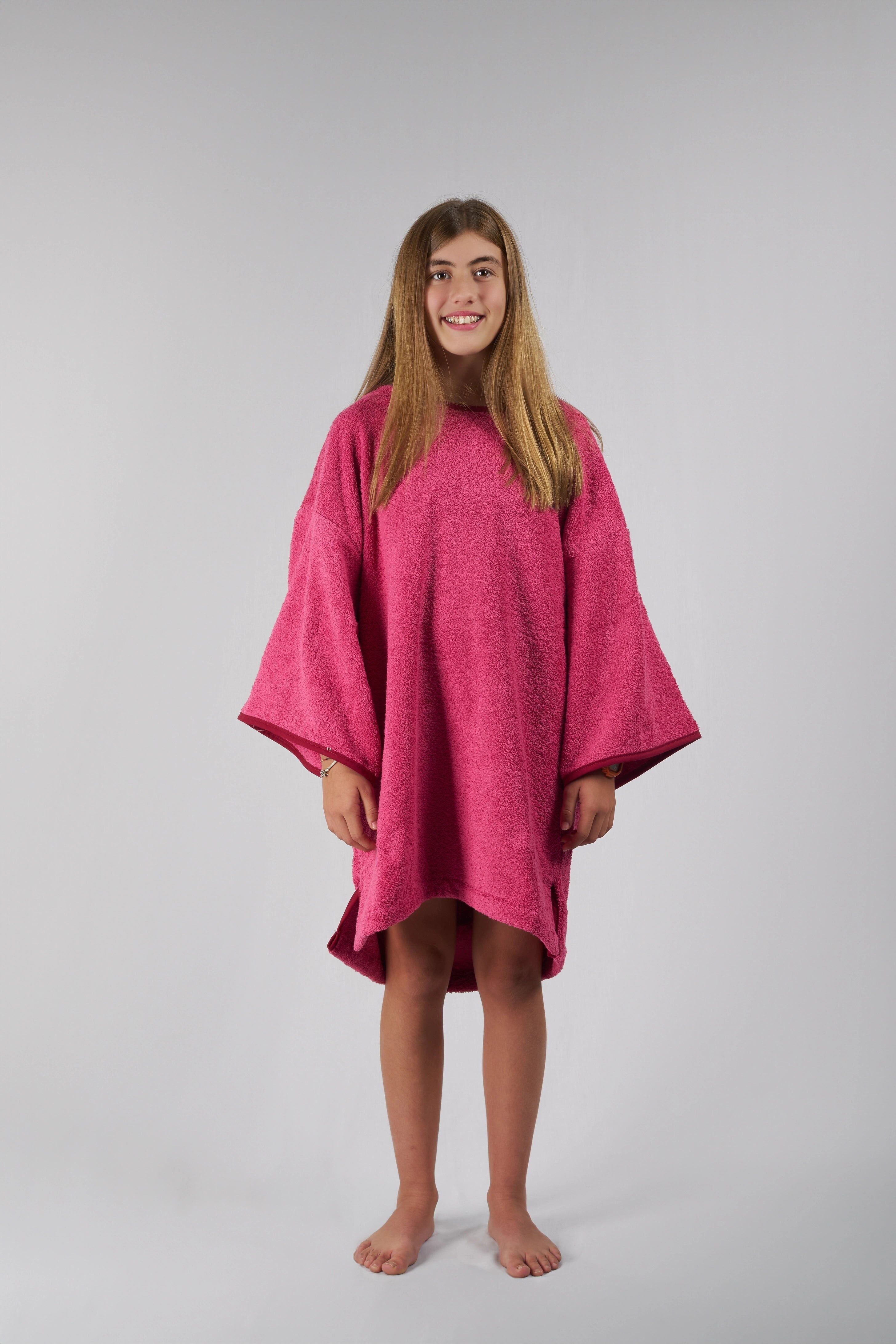 Poncho Surf Kids - Rosa - Algodão - Com mangas