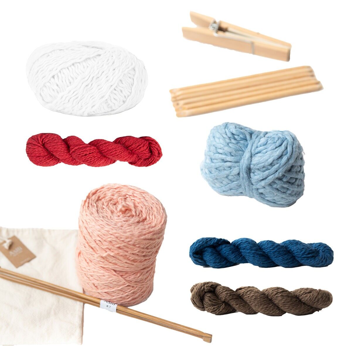 Discovery package yarns and knitting tools