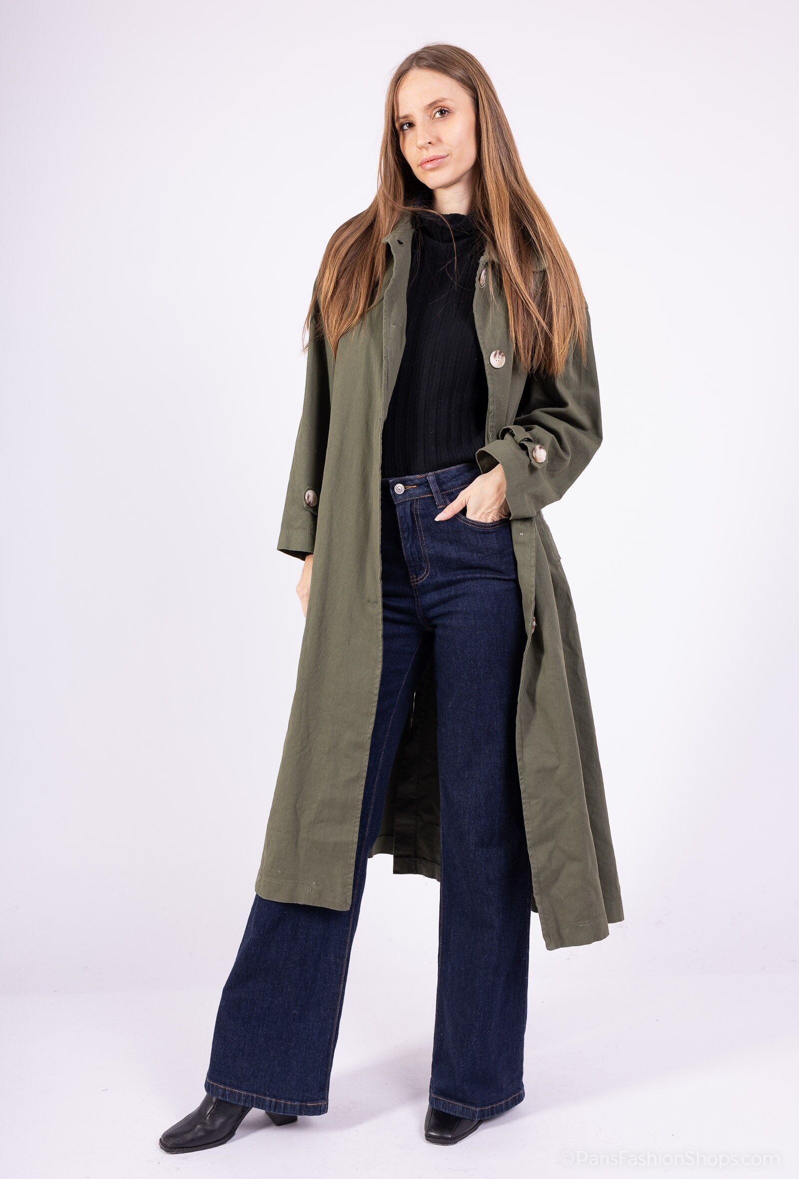 Cappotto lungo in gabardine di cotone PV2562