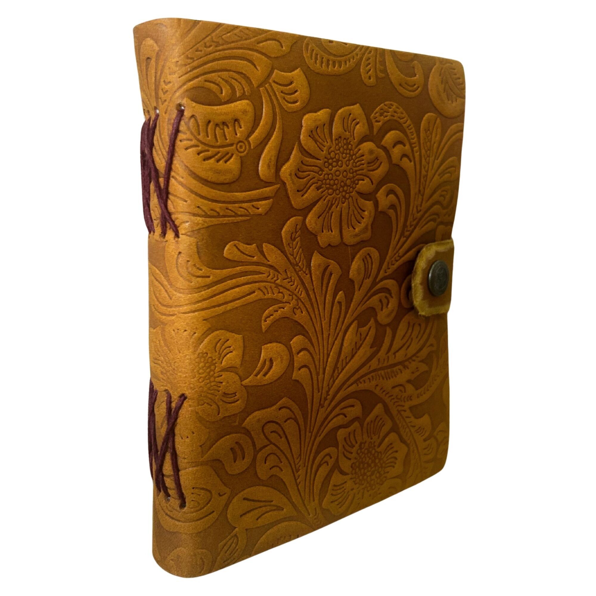 Ledernotizbücher - Beiges Blumenmuster