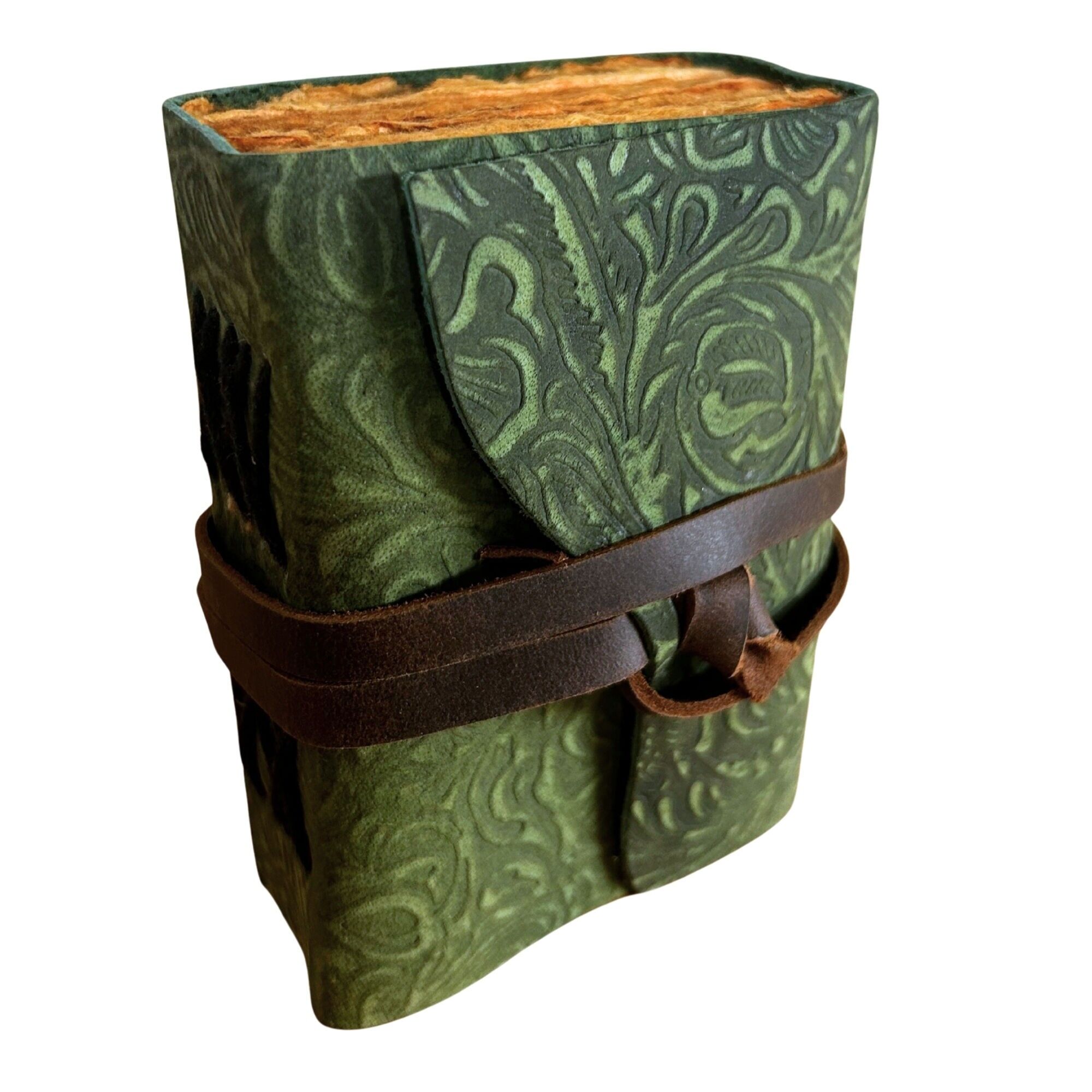 Ledernotizbücher mit unregelmäßigen Kanten – Grünes Labyrinthmuster