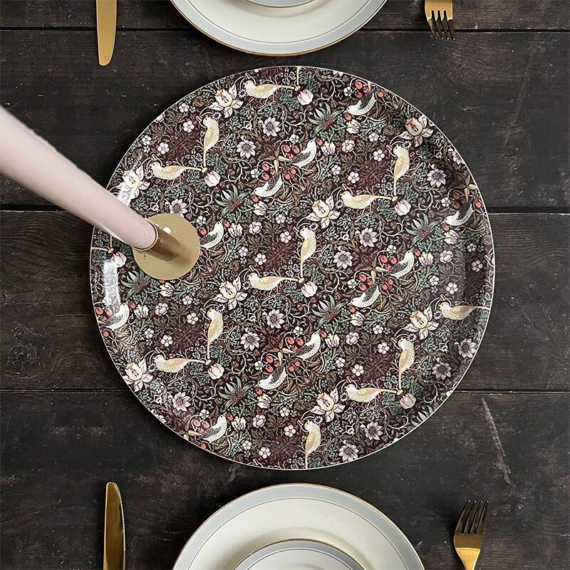 Serviertablett Ø38 - Morris Strawberry Thief bordeaux