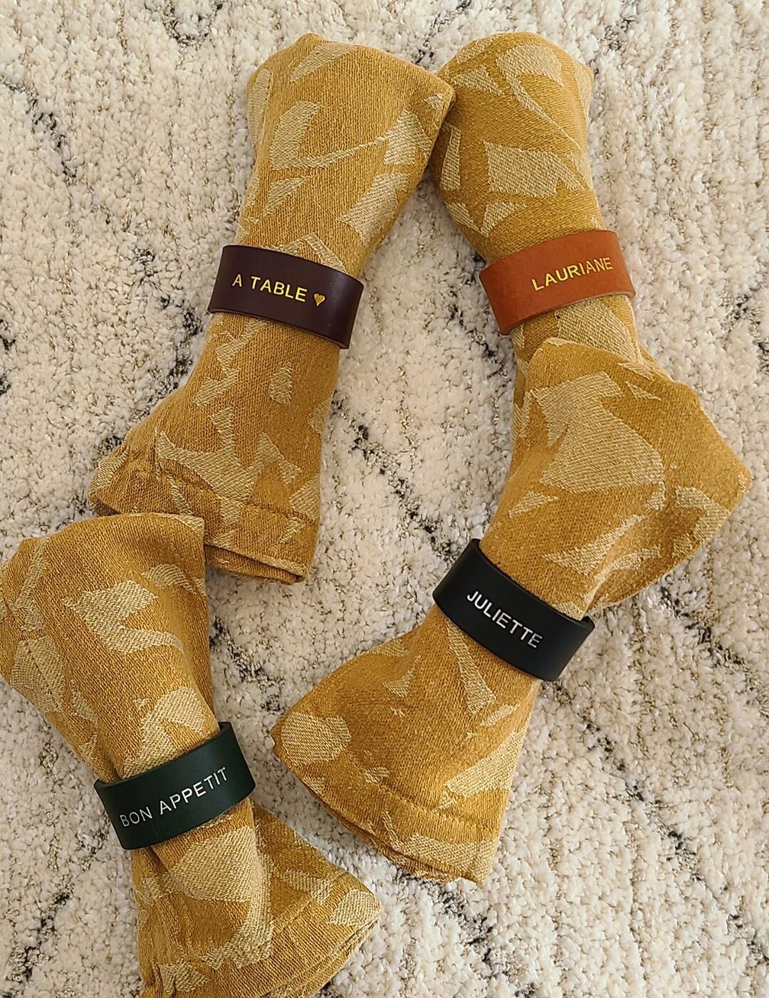 Customizable leather napkin ring