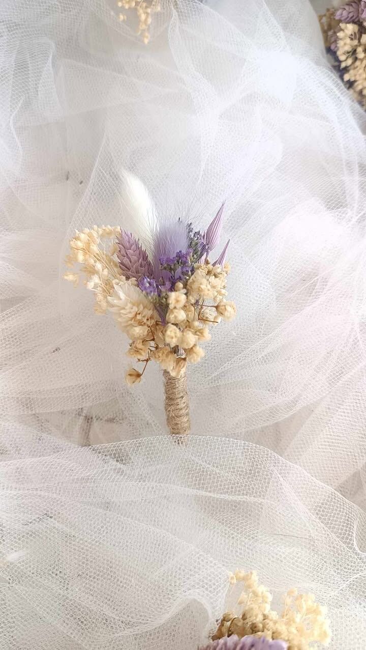Boutonnière homme - violet et blanc - Boutonnière enfant