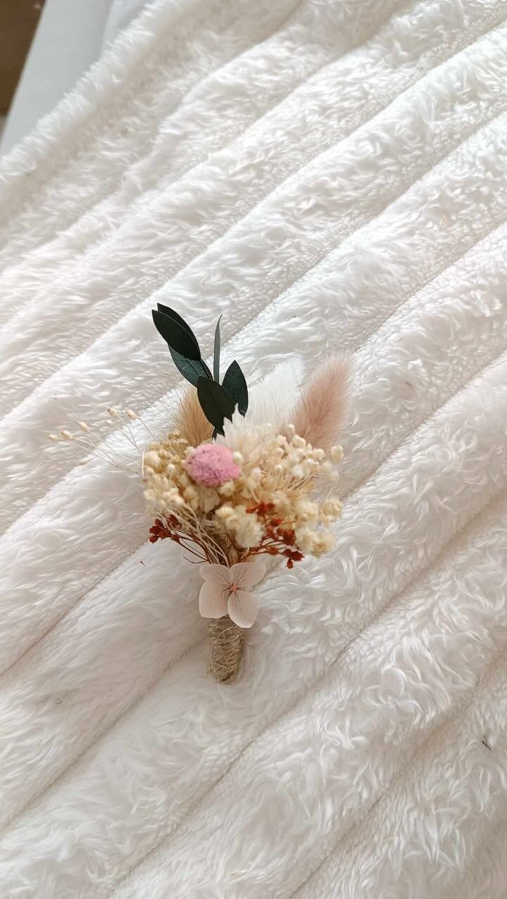 Boutonnière homme - rose vieilli blanc eucalyptus - Boutonnière adulte