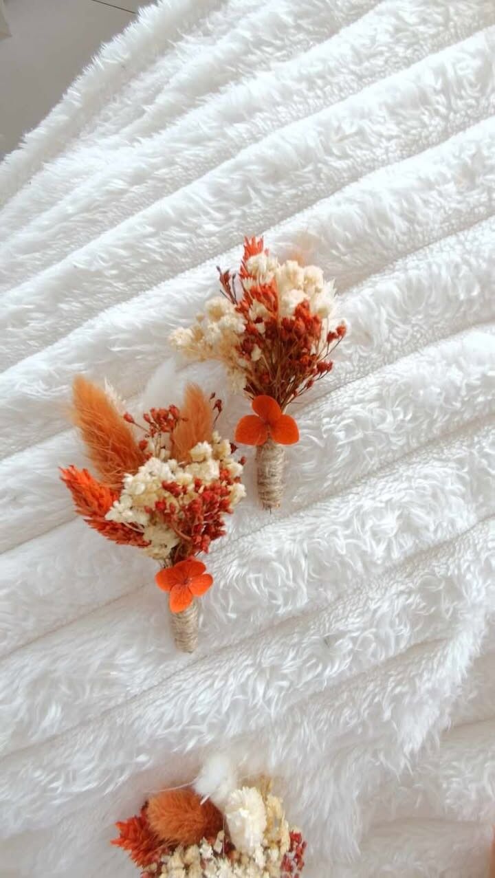 Boutonnière homme - terracotta et blanc - Boutonnière adulte