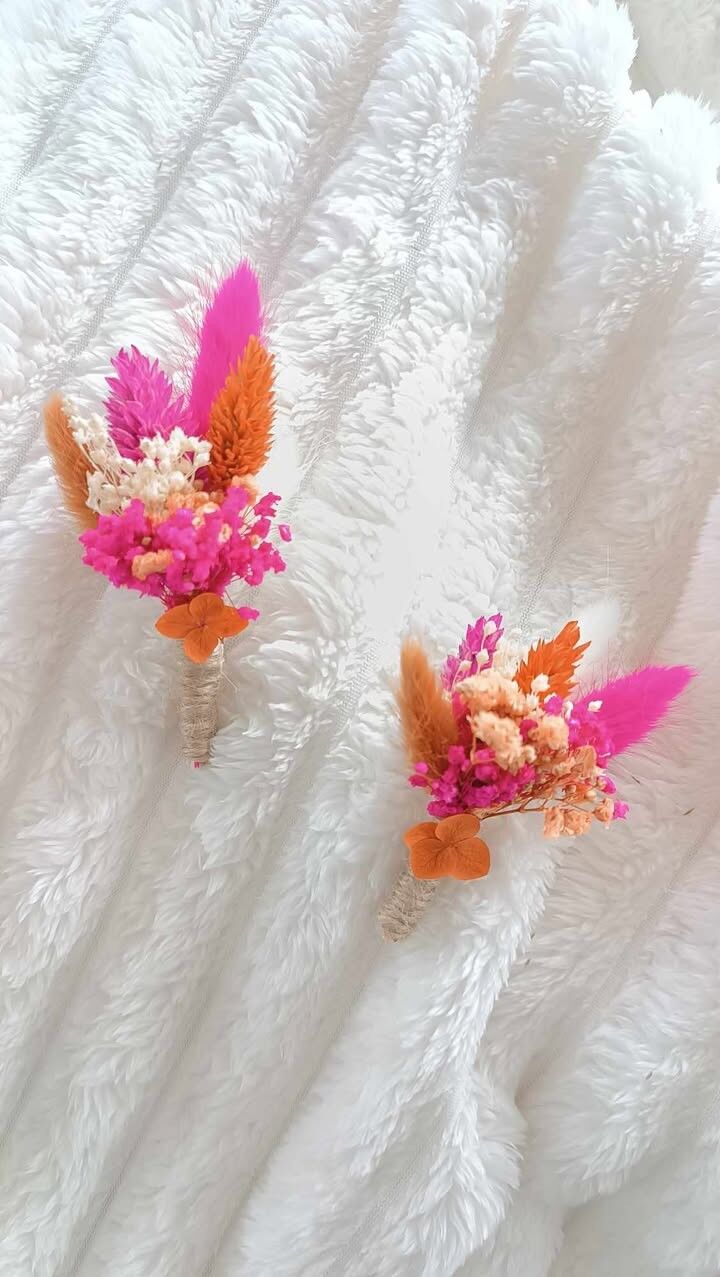 Boutonnière homme - fuschia et orange - Boutonnière adulte