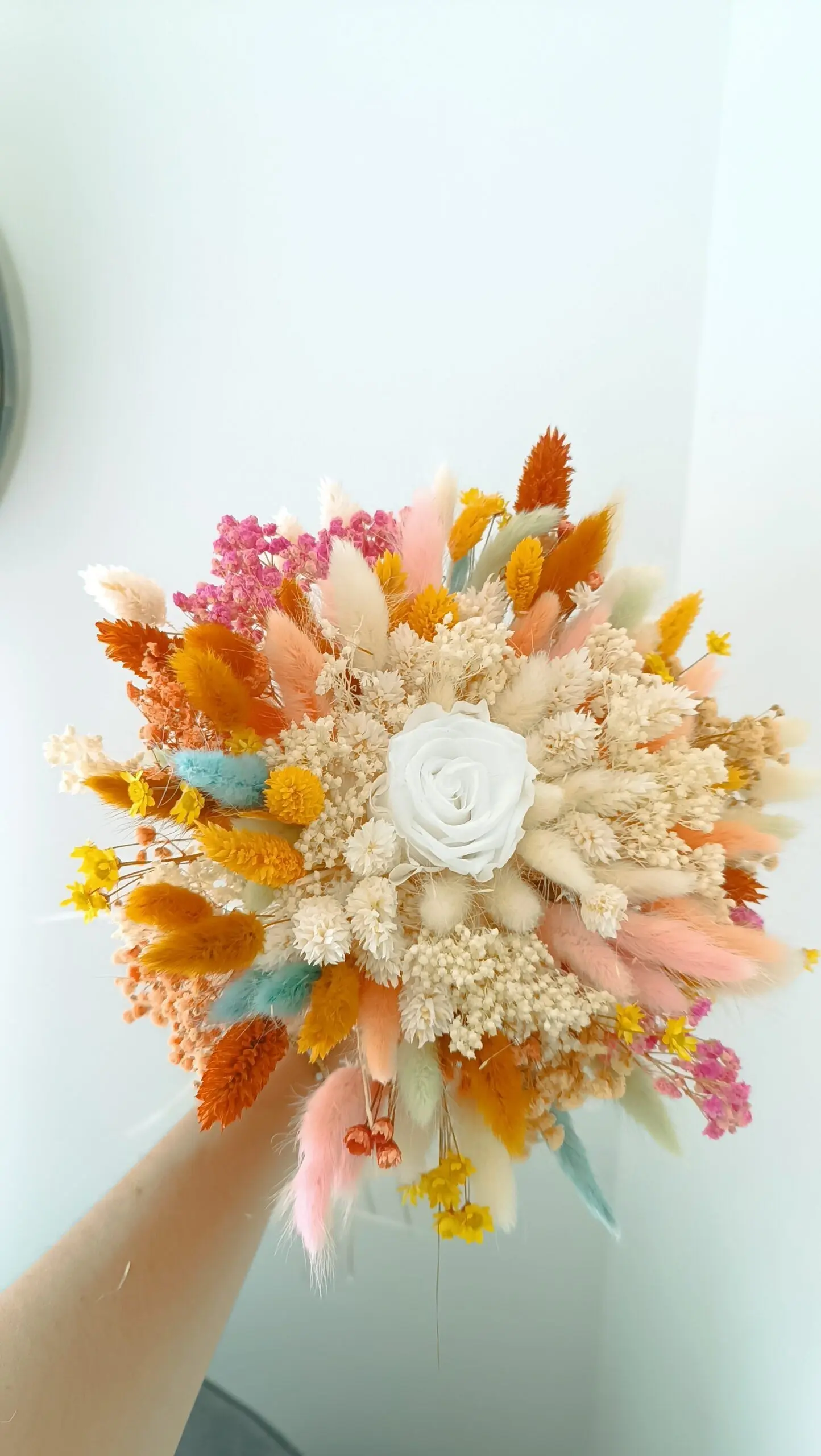 Kaufen Sie Trockenblumenstrauß zur Hochzeit: Orange Pink und Fuchsia Ewiges Pink – 22 cm bis 24 cm zu Großhandelspreisen