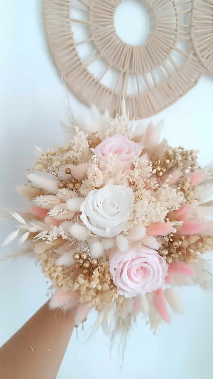 Achat Bouquet de fleur séchées pour mariage - Mariage bohème blanc et ...