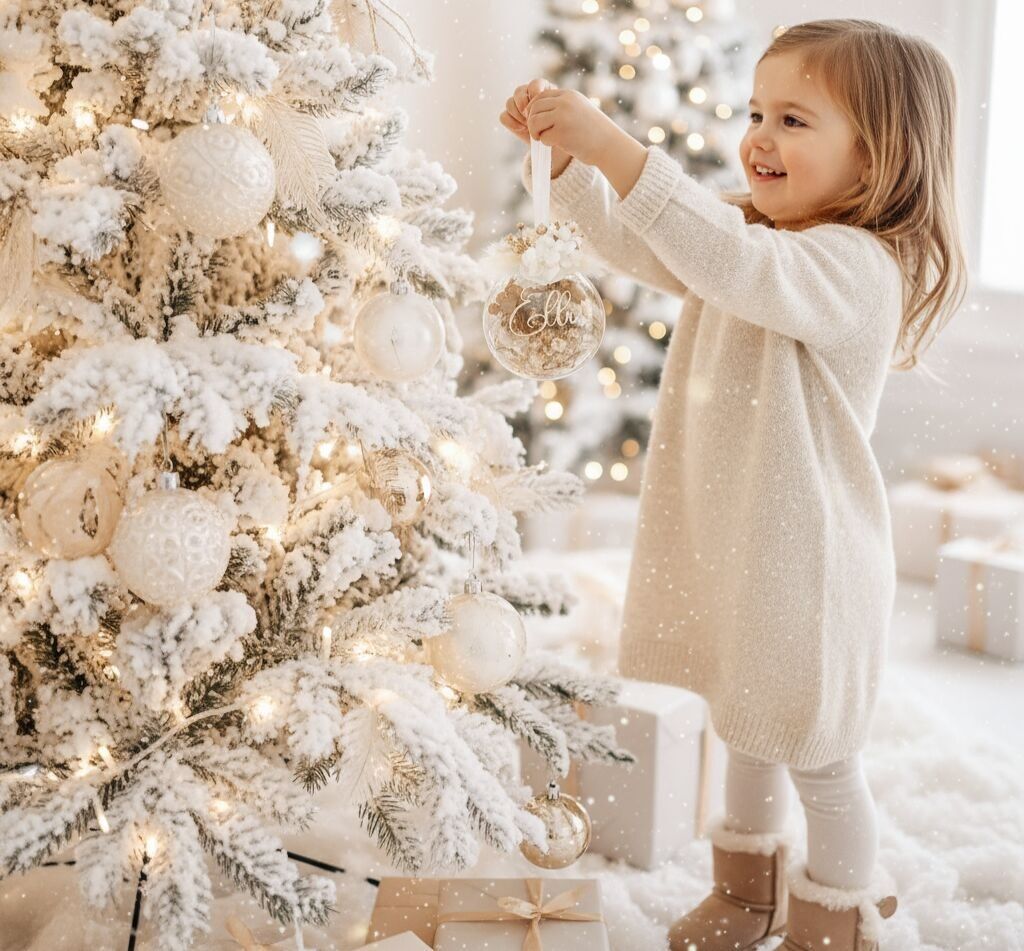 Bola navideña de cristal personalizada con flores preservadas