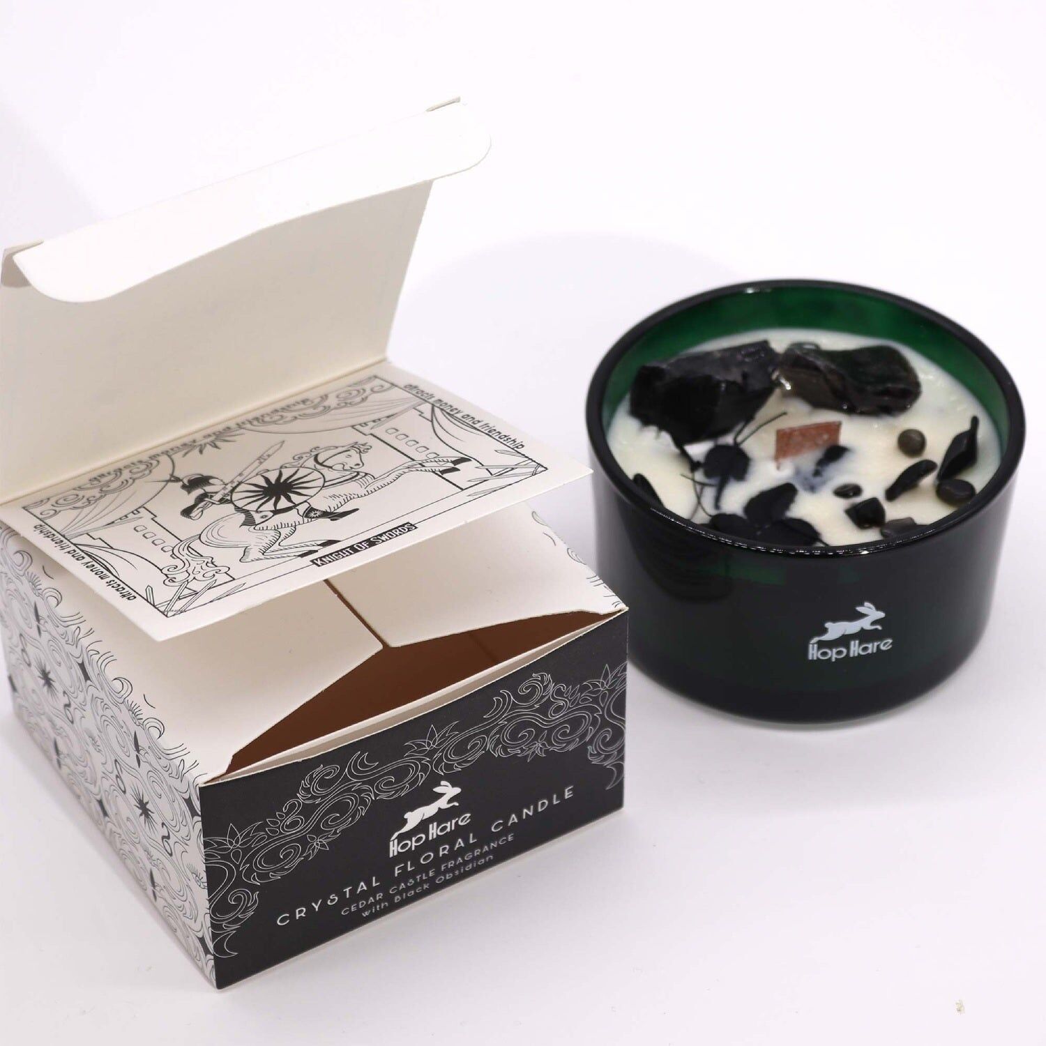 Candela floreale di cristallo - Il cavaliere della spada (profumo di Cedar Castle) Hop Hare